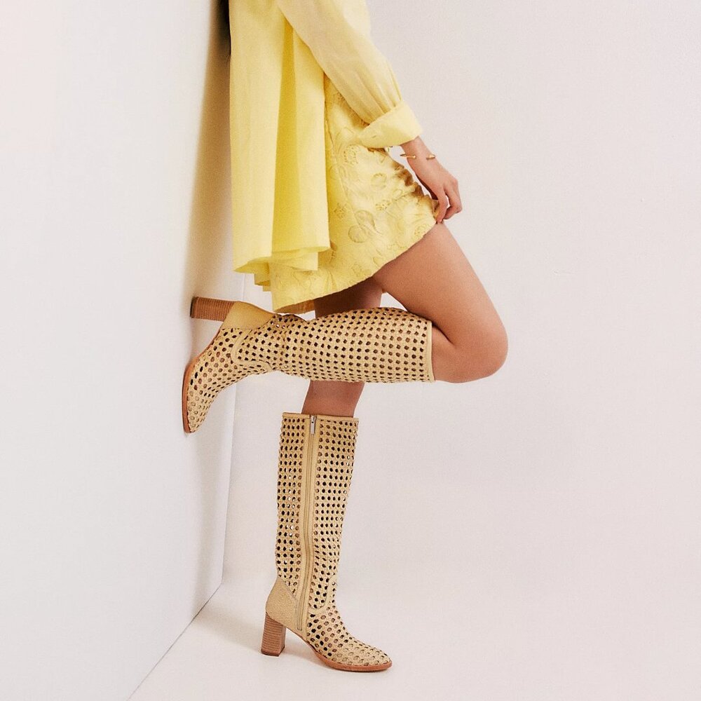 FREE PEOPLE Woodstock Woven Leather Boots